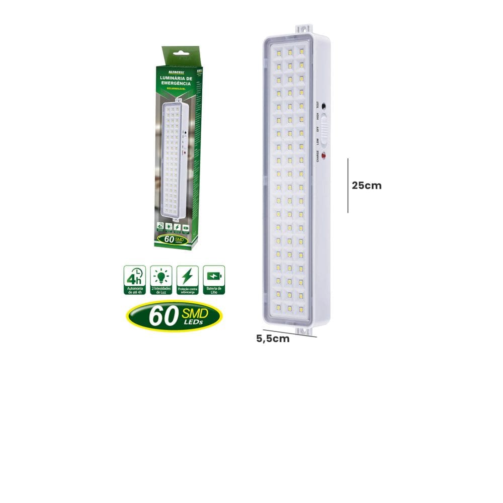Luminária Emergência 5w 60 Leds Recarregável 6500k Cor