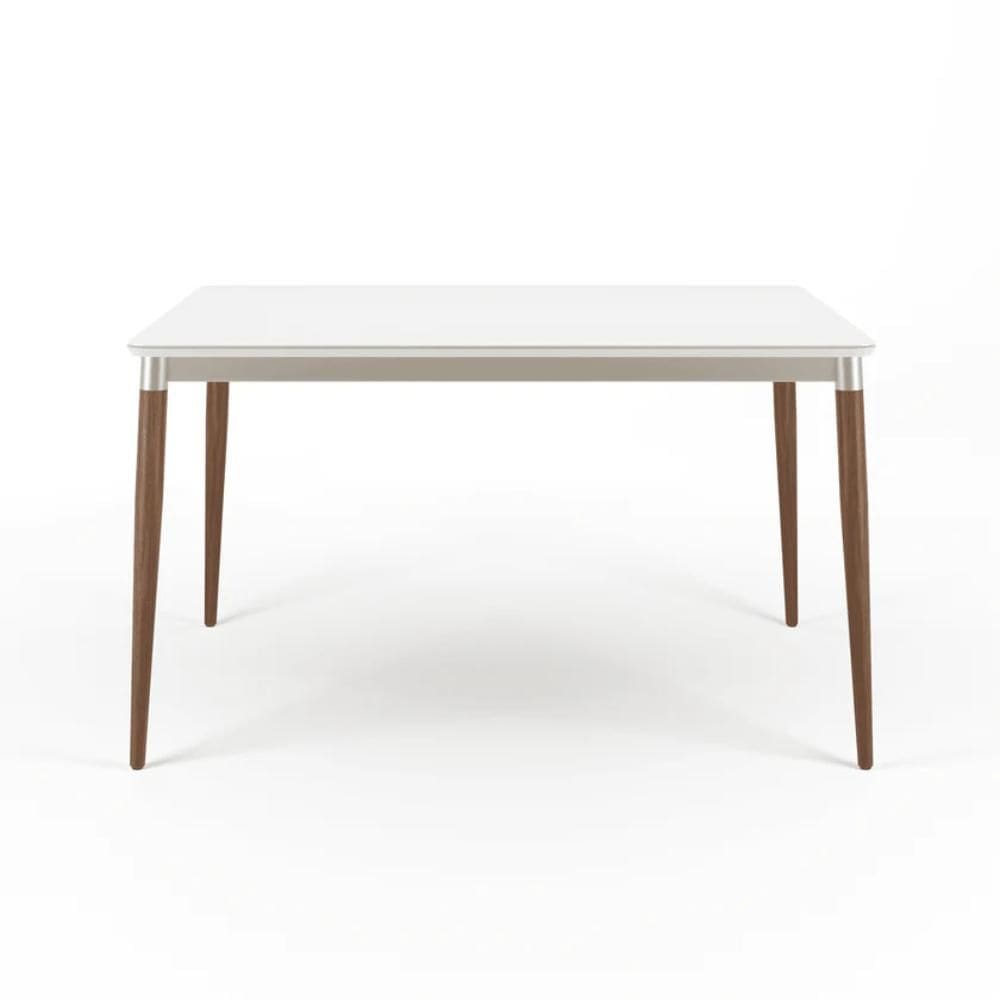 Mesa de Jantar Retangular com Tampo de Vidro Abbey Off White 135cm