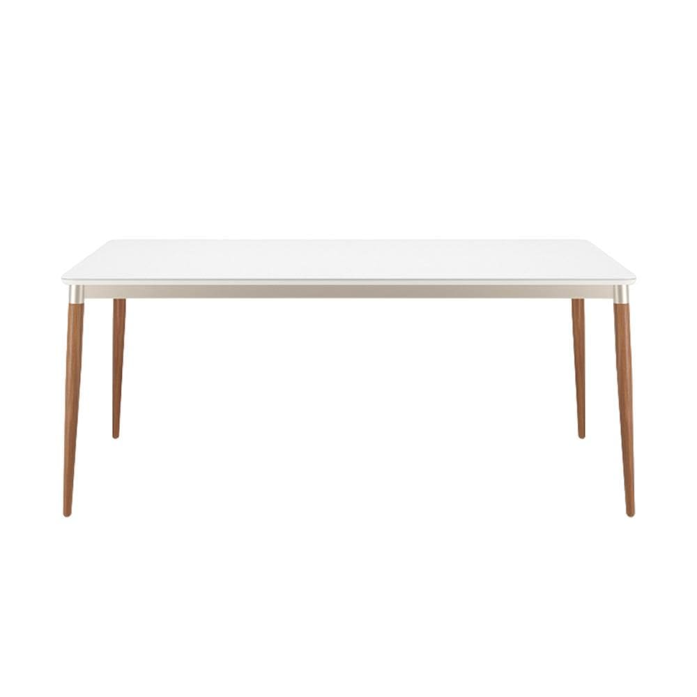 Mesa de Jantar Retangular com Tampo de Vidro Abbey Off White 180cm