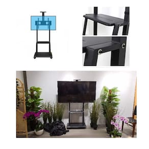 Suporte Pedestal Para Tv Estante Prateleira De Chao Com Rodinhas Ajustavel Multiuso Monitor Escritorio