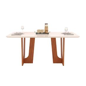 Mesa Jantar 6 Lugares 1,70x0,90 Dj Nala Freijo/ Tampo Vidro Off White