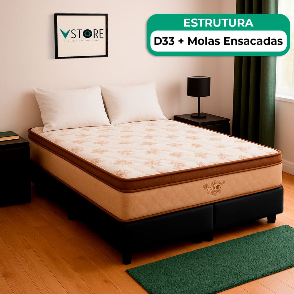 Cama Box King e Colchão Four Season Molas V-Store 193x203