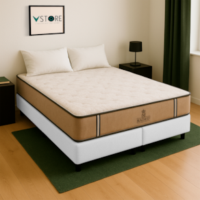 Cama Box King e Colchão Madrid Molas V-Store 193x203x28