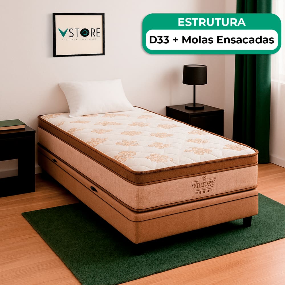 Cama Box Baú Solteirão e Colchão Victory Molas V-Store