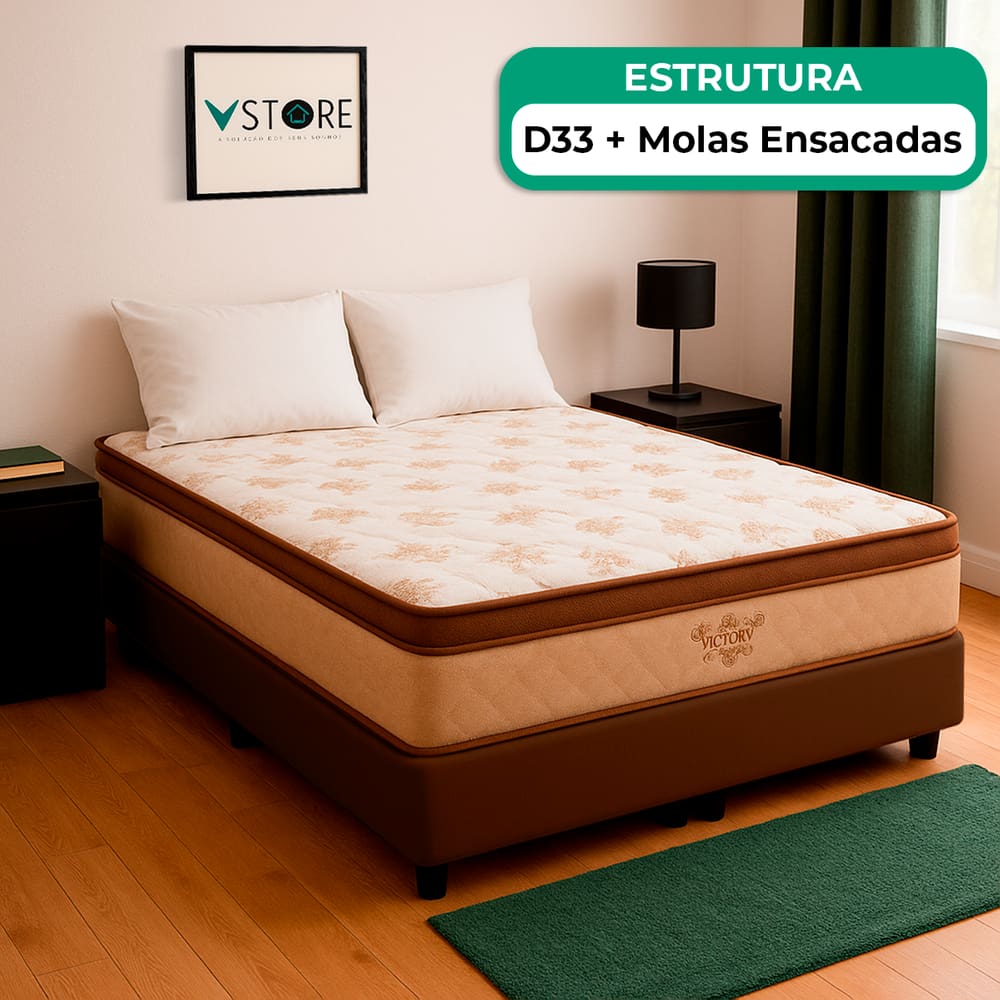 Cama Box Casal e Colchão Four Season Molas V-Store