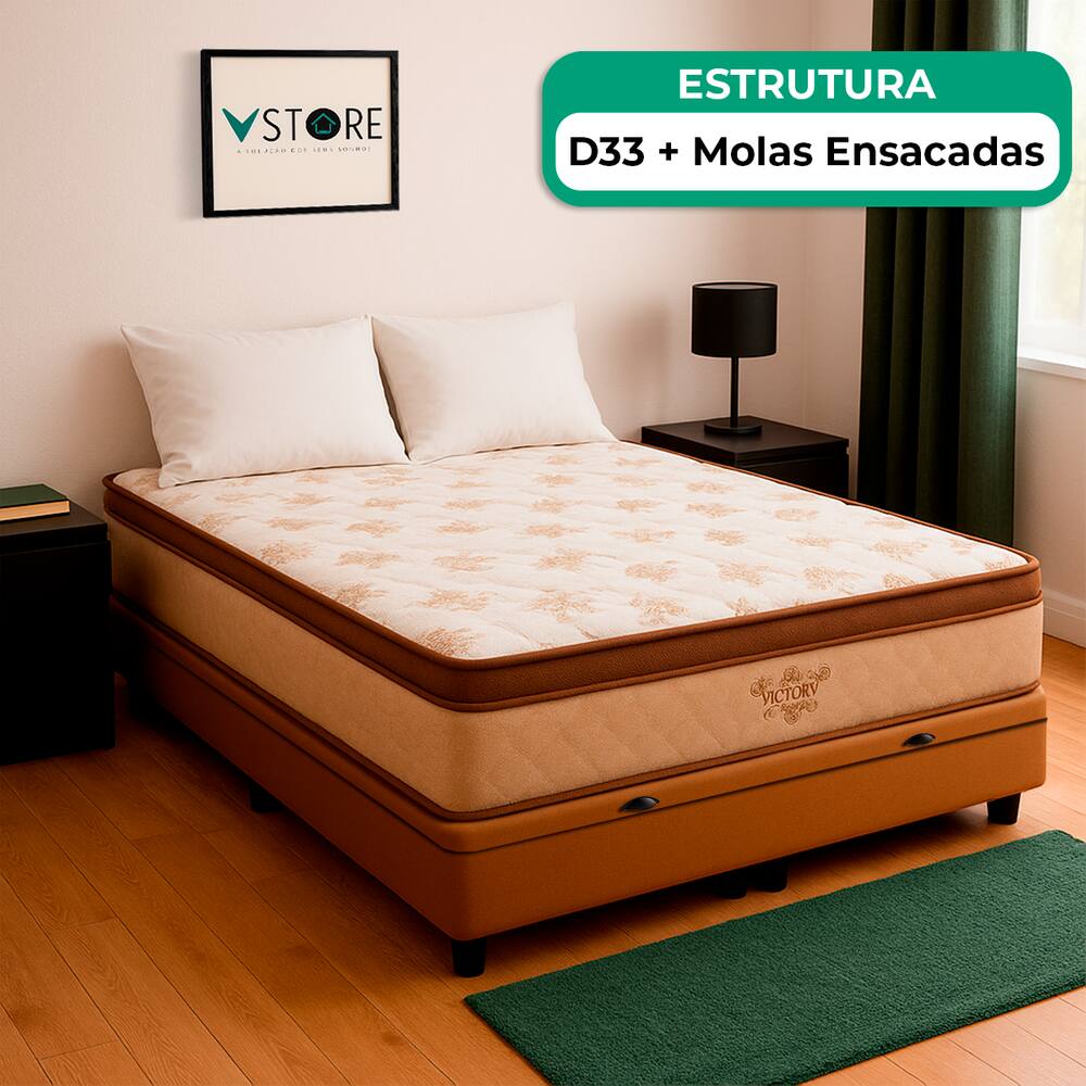 Cama Box Baú Viúvo e Colchão Four Season Molas V-Store