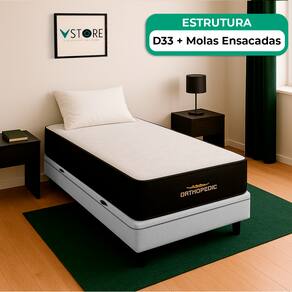 Cama Box Baú e Colchão Orthopedic D33 V-Store 78x188x30