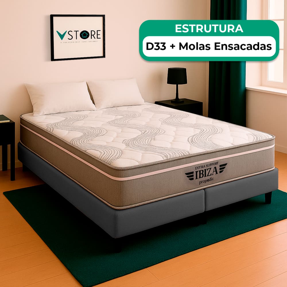 Cama Box King e Colchão Ibiza Molas V-Store