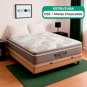 Cama Box Baú Viúvo e Colchão Ibiza Molas V-Store 128x188x22