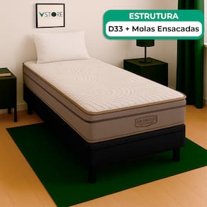 Cama Box Baú Solteirão e Colchão Los Angeles Molas V-Store