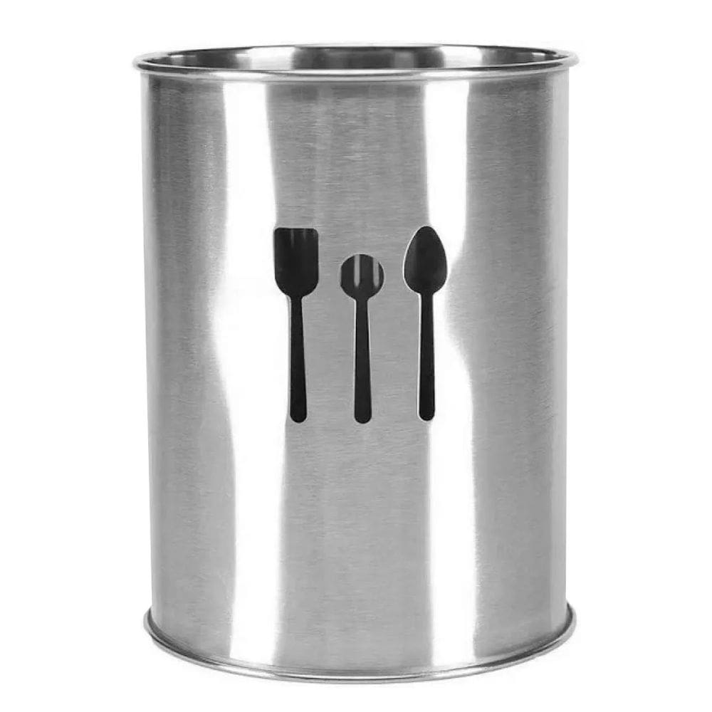 Porta Talher Redondo em Aço Inox 12x10cm