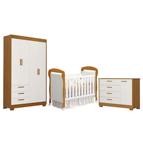 Quarto de Bebê Zaki e Berço Americano Danny Branco Acetinado Savana - Reller