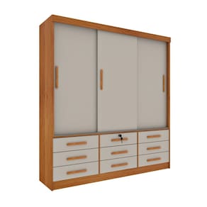 Guarda Roupa Roupeiro Casal Chicago 3 portas Cinamomo Off White - Tcil