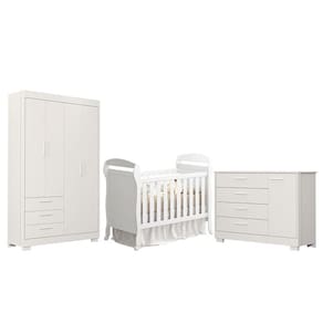 Quarto de Bebê Zaki e Berço Americano Danny Branco Acetinado - Reller