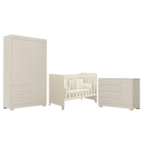 Quarto de Bebê Zaki e Berço Americano Evolution 4 em 1 Areia Acetinado - Reller