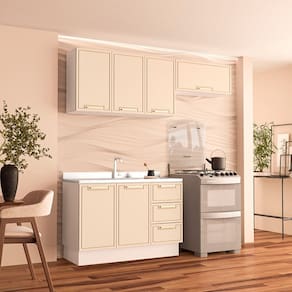 Cozinha Completa 3 Peças 224,5cmx200cm Amara Branco/Creme