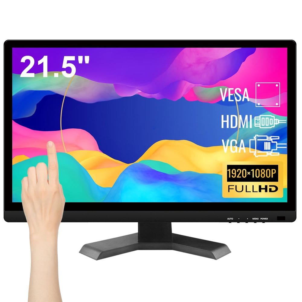 Monitor de tela sensível ao toque Pisichen 21,5" FHD 1920x1080 de 10 pontos