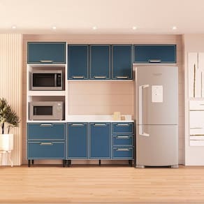 Cozinha Completa 4 Peças 224,5cm X 270cm Amara Branco/Azul