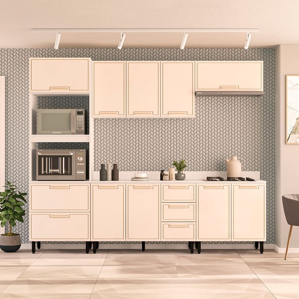 Cozinha Completa 5 Peças 224,5cmx270cm Amara Branco/Creme