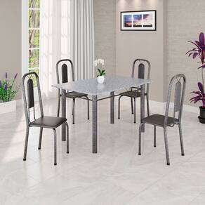 Conjunto Sala de Jantar com 4 Cadeiras Lívia Preto / Prata