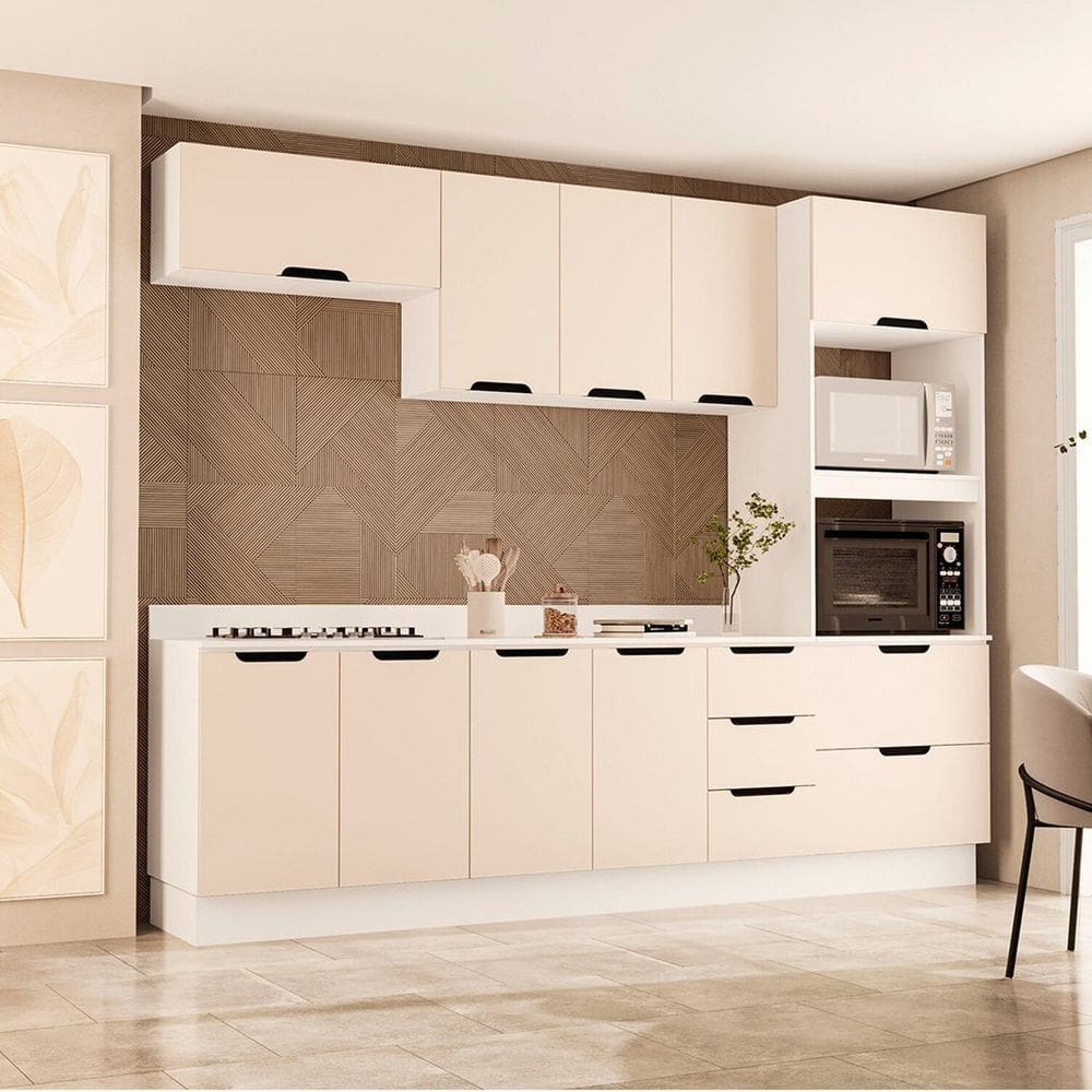 Cozinha Completa 5 Peças 224,5cmx270cm Meena Branco/Creme