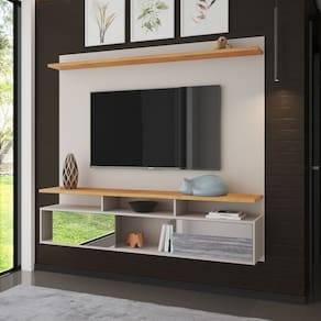 Painel para Tv 75 Polegadas em Mdf Sonari Off White / Mel