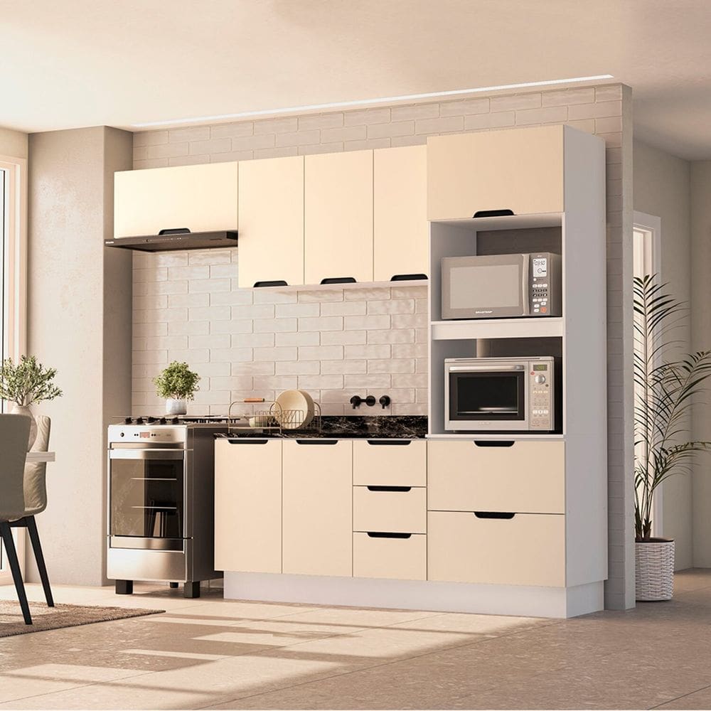 Cozinha Completa 4 Peças 224,5cm X 270cm Meena Branco/Creme