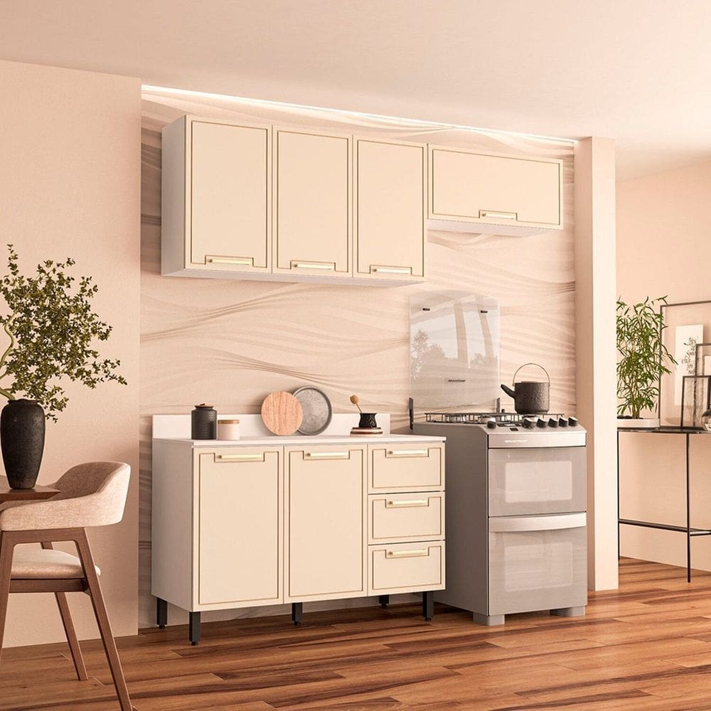 Cozinha Completa 3 Peças 224,5cmx200cm Branco/Creme