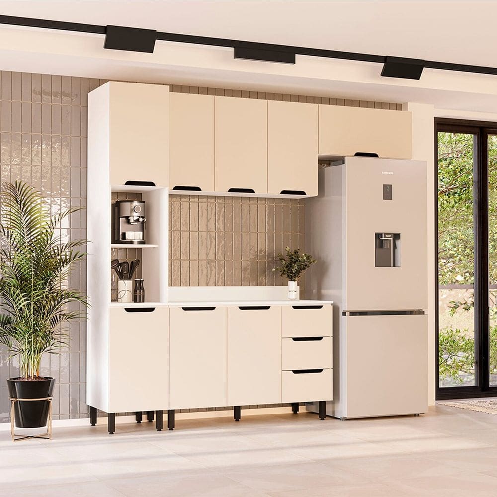 Cozinha Completa 4 Peças 224,5cm X 240cm Meena Branco/Creme