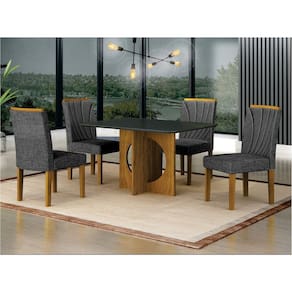 Conjunto Sala de Jantar Mesa com 4 Cadeiras Lorena freijo/cinza