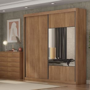 Guarda-roupa Casal Mdf 2 Portas Trieste Cumaru