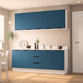 Cozinha Completa 4 Peças 224,5cm X 200cm Meena Branco/Azul