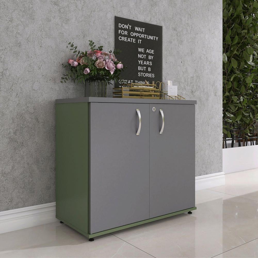 Armário Baixo 02 Portas Pivotante Ab700p25 Salvia/Grafito