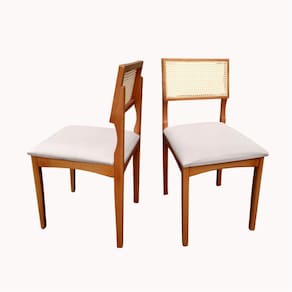 Kit 2 Cadeiras para Sala de Jantar Madeira Maciça Suiça com Ratam Castanho Mel