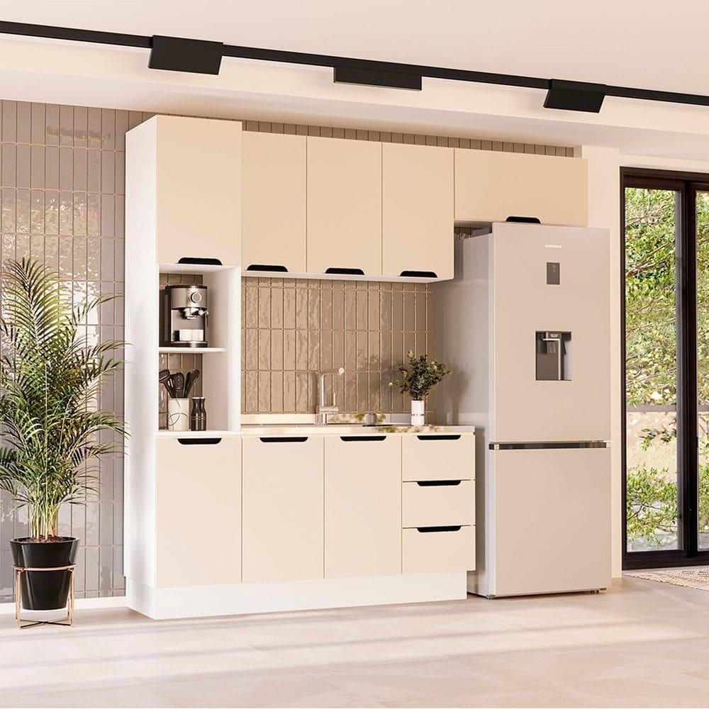 Cozinha Completa 4 Peças 224,5cm X 240cm Meena Branco/Creme