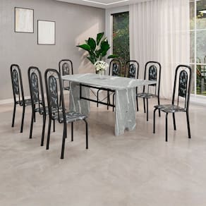 Conjunto Sala de Jantar com 8 Cadeiras Lara Preto