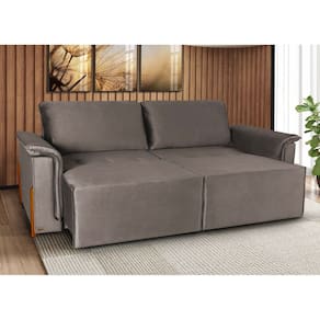 Sofá Cama Retrátil 3 Lugares Atlanta Platinum Marrom