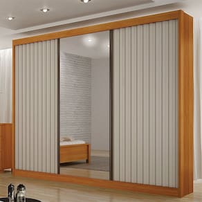 Guarda-roupa para Quarto com Espelho San Marino Cinamomo/Off White