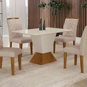 Conjunto Sala de Jantar Mesa com 4 Cadeiras Larissa Freijó/Palha