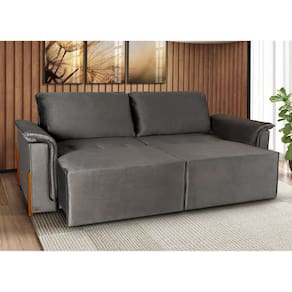 Sofá Cama Retrátil 3 Lugares Atlanta Platinum Grafite
