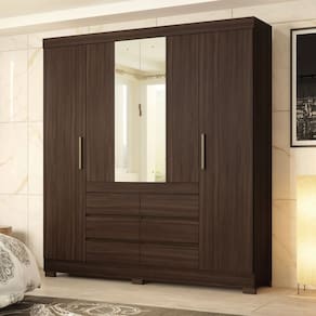Guarda-roupa Casal 4 Portas Touch Móveis Cádis Café