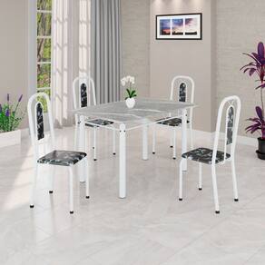 Conjunto Sala de Jantar com 4 Cadeiras Lívia Preto / Branco