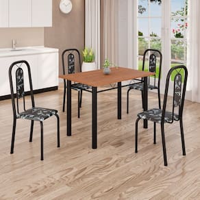 Conjunto Sala de Jantar com 4 Cadeiras Lívia Preto / Marrom