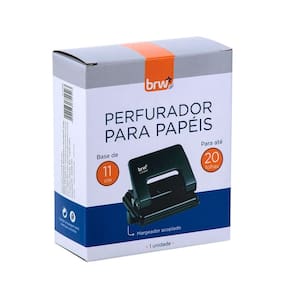 Perfurador Para Papéis até 20 Folhas Margeador Acoplado Metal - Brw