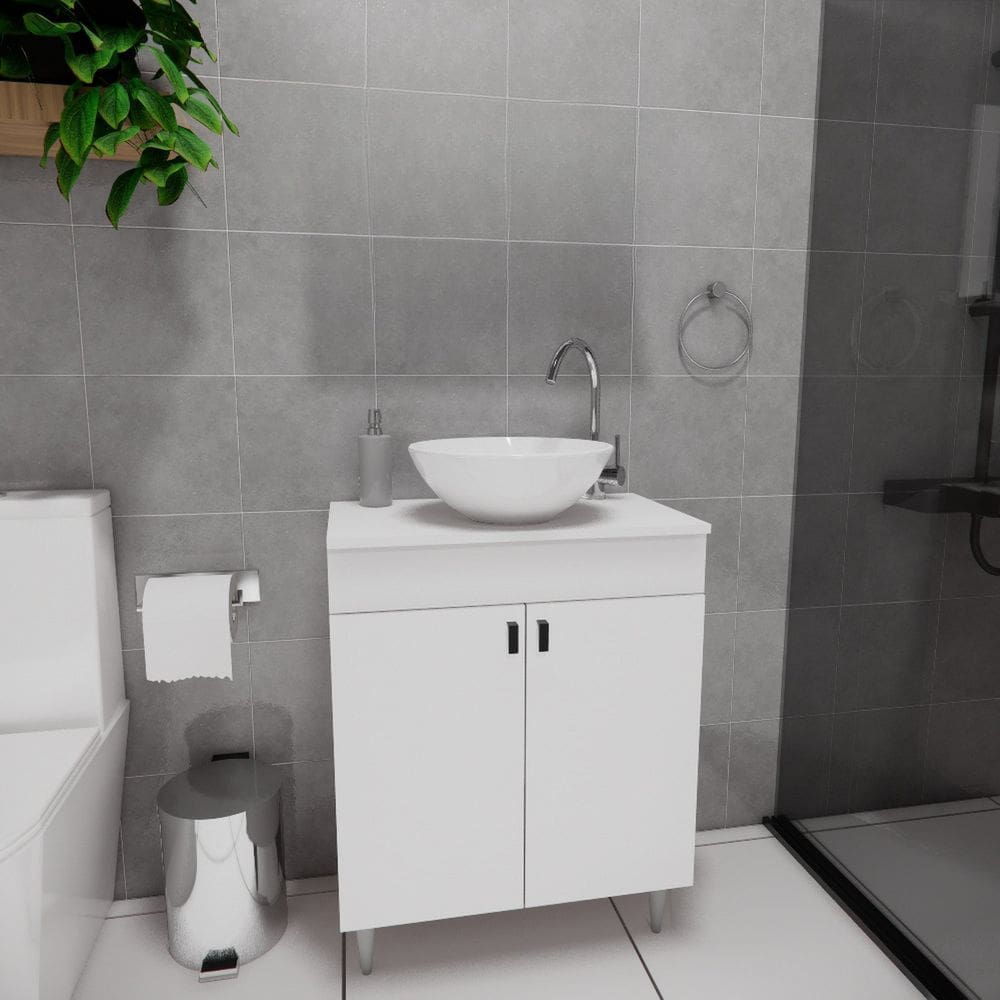 Conjunto Gabinete para Banheiro com Cuba Sevilha Branco
