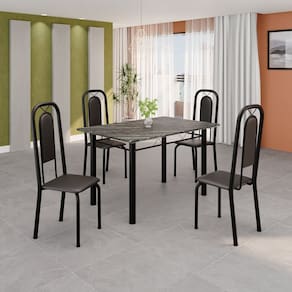 Conjunto Sala de Jantar com 4 Cadeiras Lara Preto
