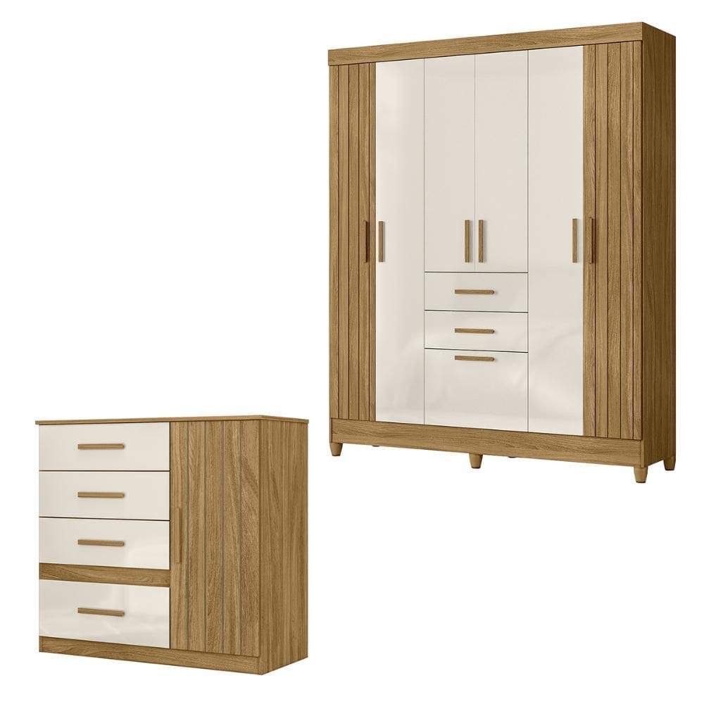 Conjunto de Quarto Guarda Roupa Malta com Comoda Venus