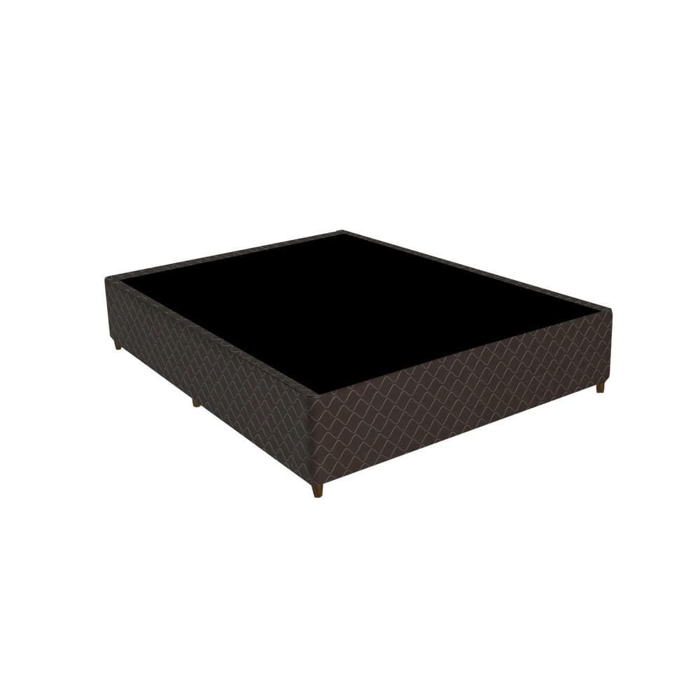 Base Cama Box Casal Gazin 138x188x27cm Poliester Bordado Marrom