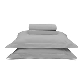 Jogo de Lençol Cama Casal 4 peças 230 Fios Reffinata Color Cor Cinza Metal