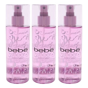 Perfume Bebe Sheer Body Mist para mulheres, 250 ml, pacote com 3